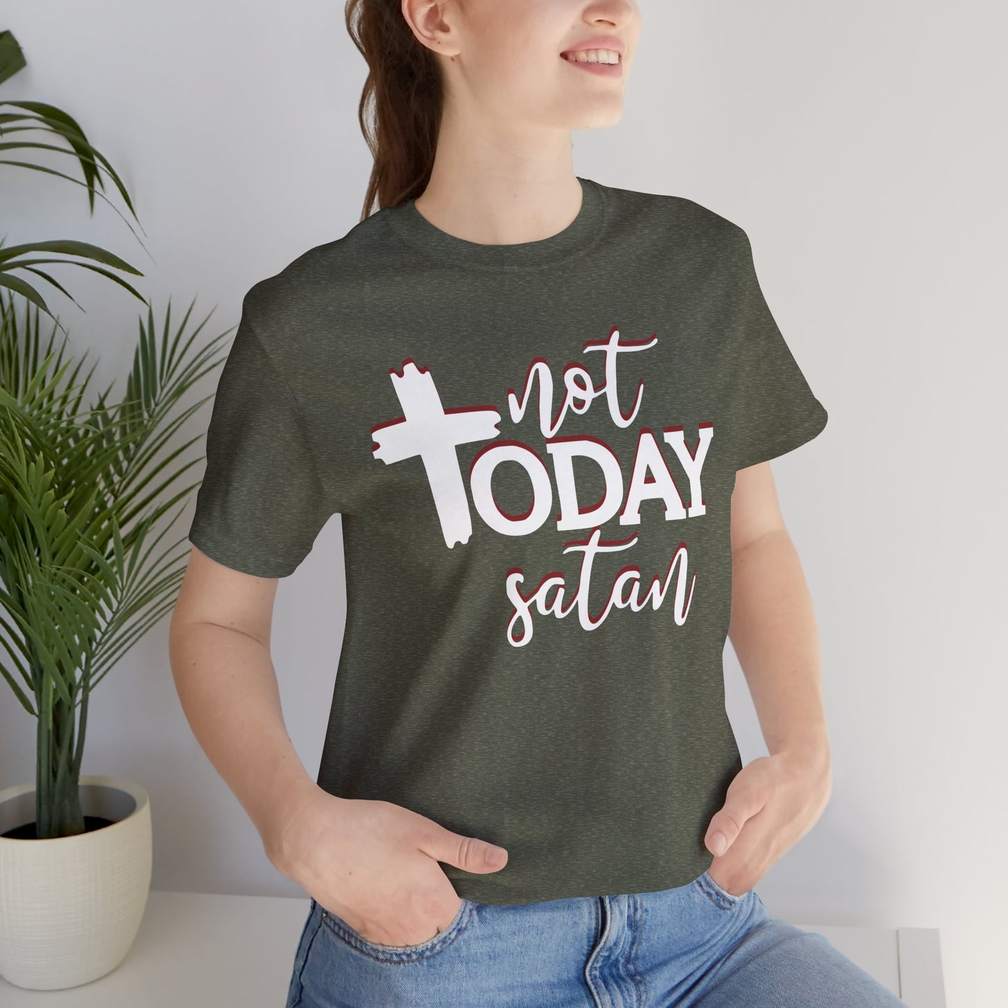 Bold Graphic Tee: Embrace the Sass with, "Not Today Satan" Graphic Tee, Funny T-Shirt, Vintage Tee, Sarcastic Shirt, Statement Tee