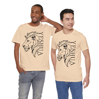 Yeshua Lion Tee Unisex Jersey Short Sleeve Tshirt, Hebraic Messianic Christian Apparel, Lion of Judah Shirt, Religious Graphic Tee, Biblical