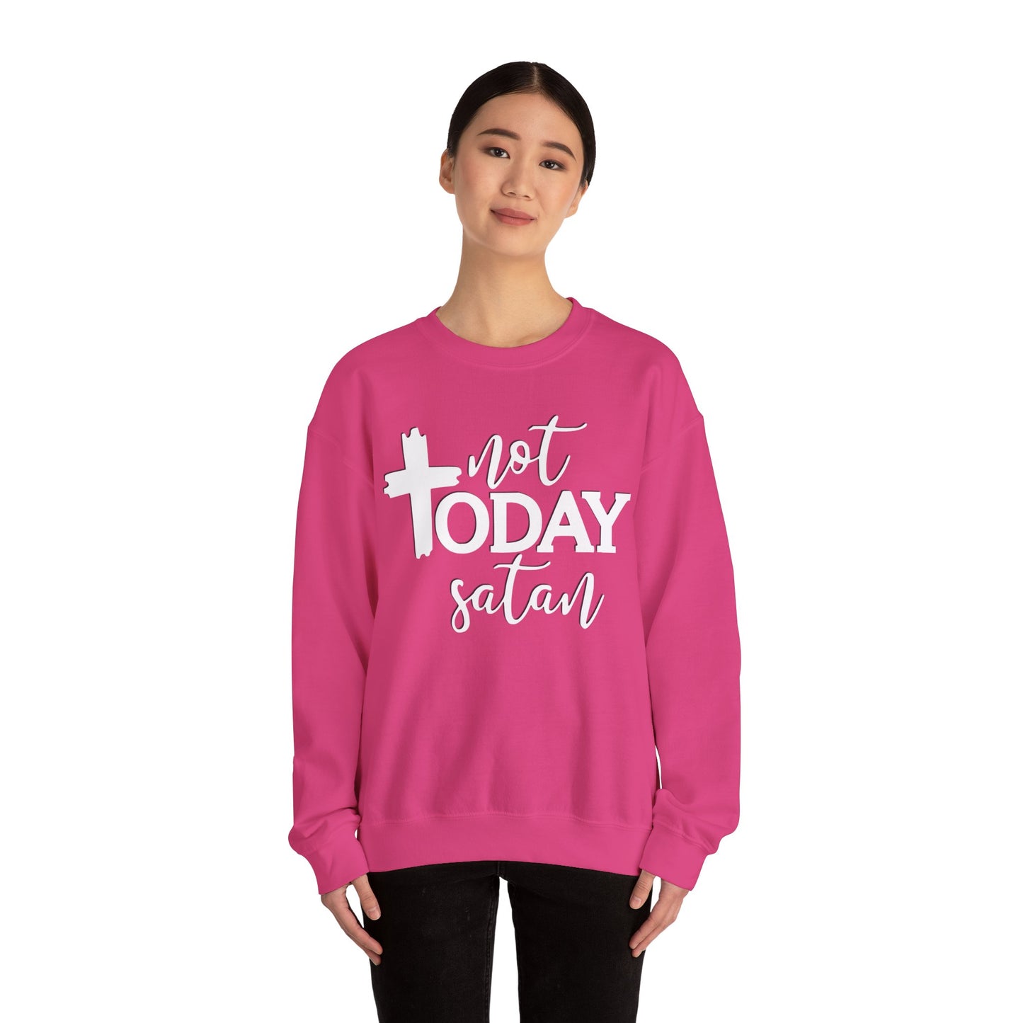 Sweatshirt, Not Today Satan, Anti-Satan, Funny Crewneck, Unisex Graphic Jumper, Gift for Him Her, Sarcastic Apparel