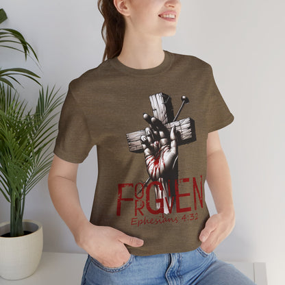 Forgiven Graphic Tee, Christian Unisex Shirt, Religious Short Sleeve Top, Inspirational T-Shirt, Spiritual Clothing