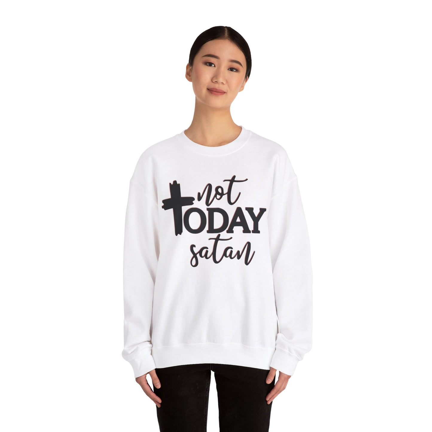 Sweatshirt, Not Today Satan, Anti-Satan, Funny Crewneck, Unisex Graphic Jumper, Gift for Him Her, Sarcastic Apparel