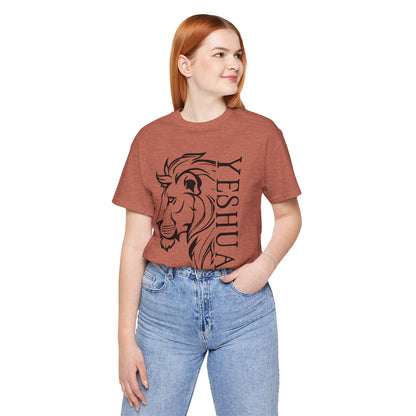 Yeshua Lion Tee Unisex Jersey Short Sleeve Tshirt, Hebraic Messianic Christian Apparel, Lion of Judah Shirt, Religious Graphic Tee, Biblical