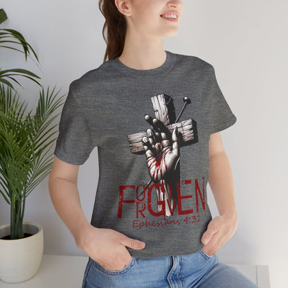 Forgiven Graphic Tee, Christian Unisex Shirt, Religious Short Sleeve Top, Inspirational T-Shirt, Spiritual Clothing