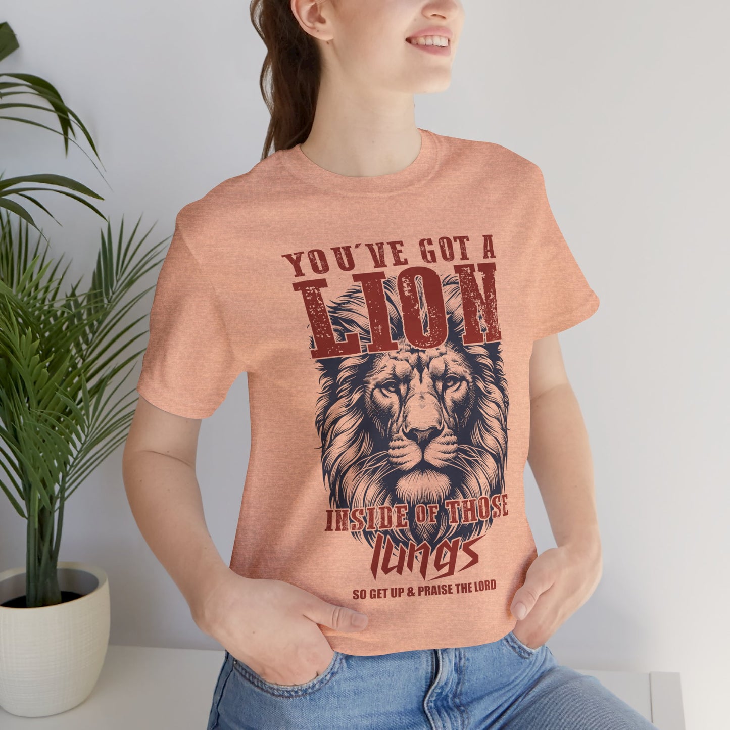 Lionhearted Praise Unisex Tee, Bold Graphic Shirt, Christian Apparel, Inspirational T-Shirt, Faith-Based Gift, Casual Wear