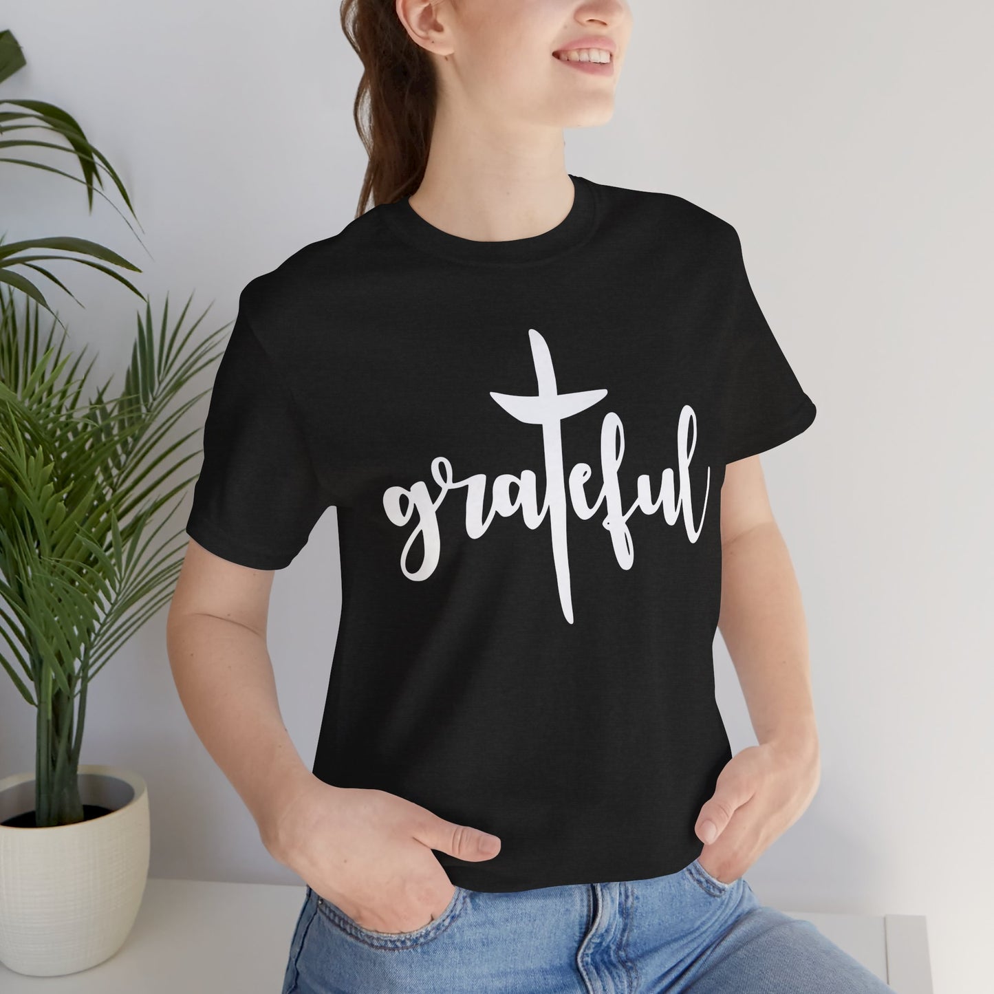 Grateful Cross Unisex Tee, Religious Shirt, Christian T-Shirt, Faith Apparel, Inspirational Top