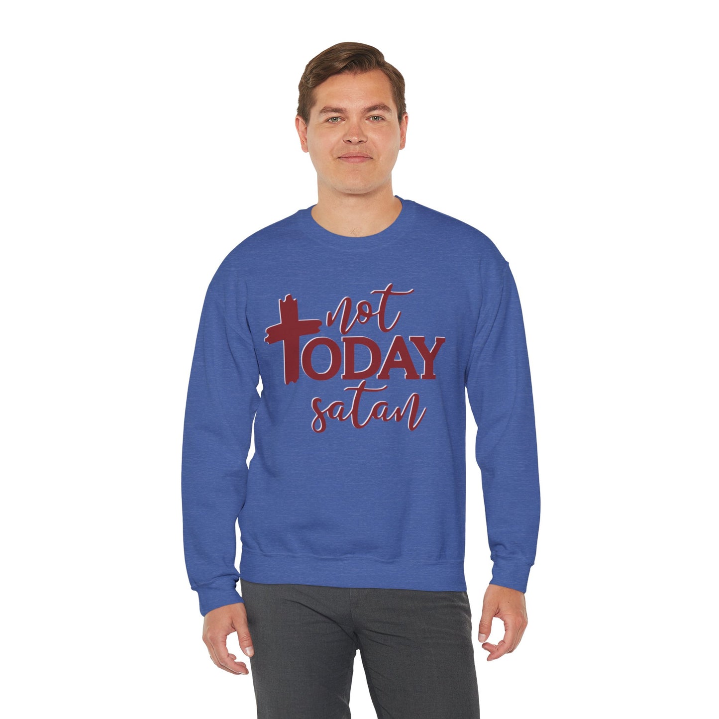 Sweatshirt, Not Today Satan, Anti-Satan, Funny Crewneck, Unisex Graphic Jumper, Gift for Him Her, Sarcastic Apparel