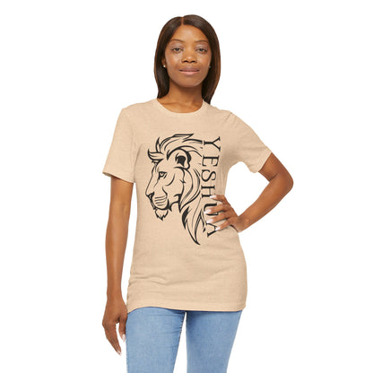 Yeshua Lion Tee Unisex Jersey Short Sleeve Tshirt, Hebraic Messianic Christian Apparel, Lion of Judah Shirt, Religious Graphic Tee, Biblical