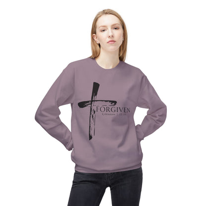 Forgiven Fleece Crewneck Sweatshirt, Cozy Christian Apparel, Inspirational Gift, Church Outfit, Faith-Based Fashion