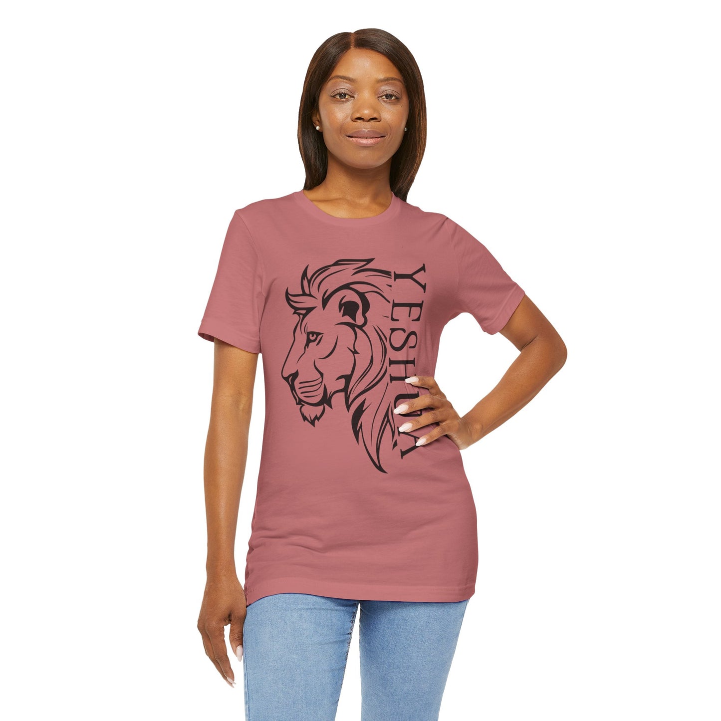 Yeshua Lion Tee Unisex Jersey Short Sleeve Tshirt, Hebraic Messianic Christian Apparel, Lion of Judah Shirt, Religious Graphic Tee, Biblical