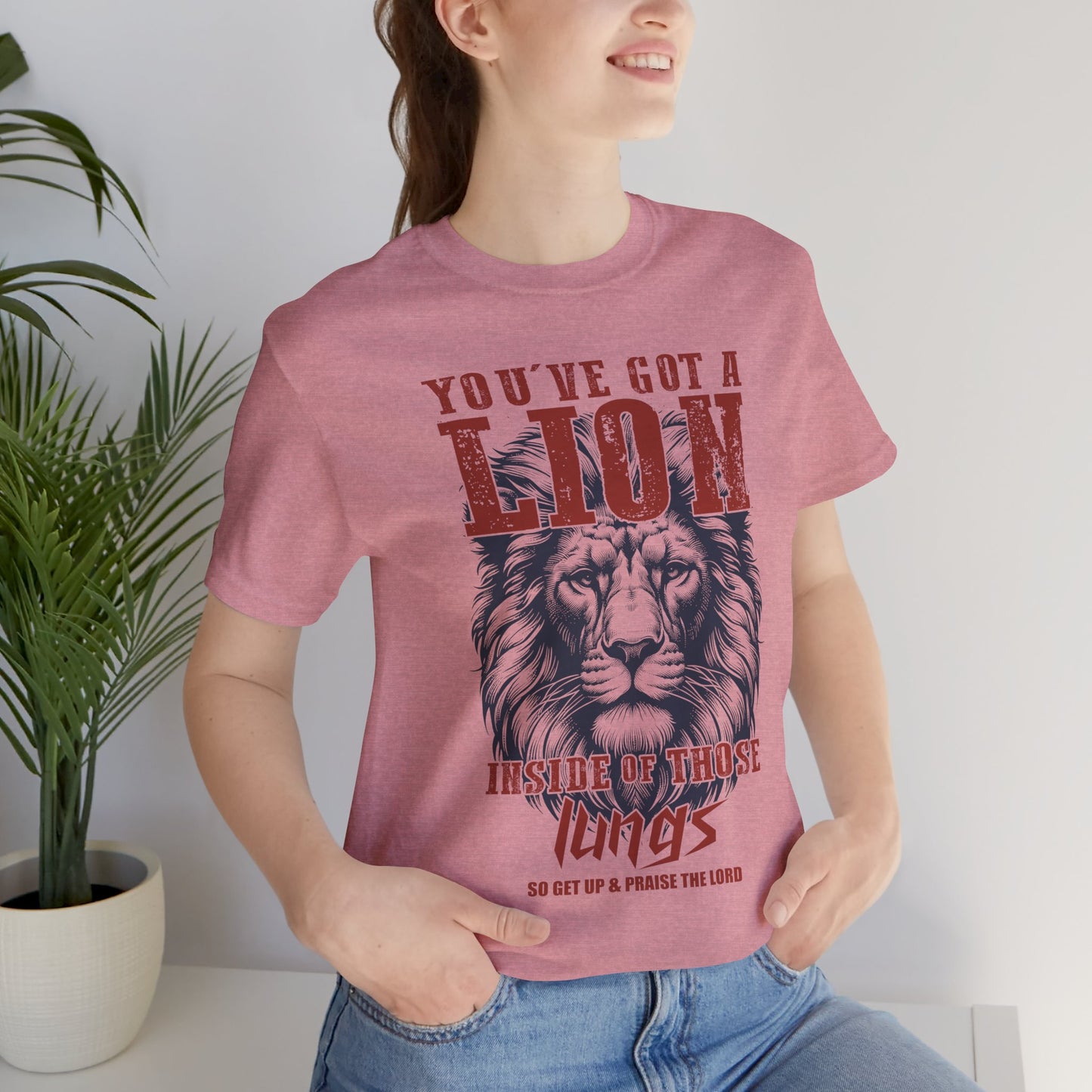 Lionhearted Praise Unisex Tee, Bold Graphic Shirt, Christian Apparel, Inspirational T-Shirt, Faith-Based Gift, Casual Wear