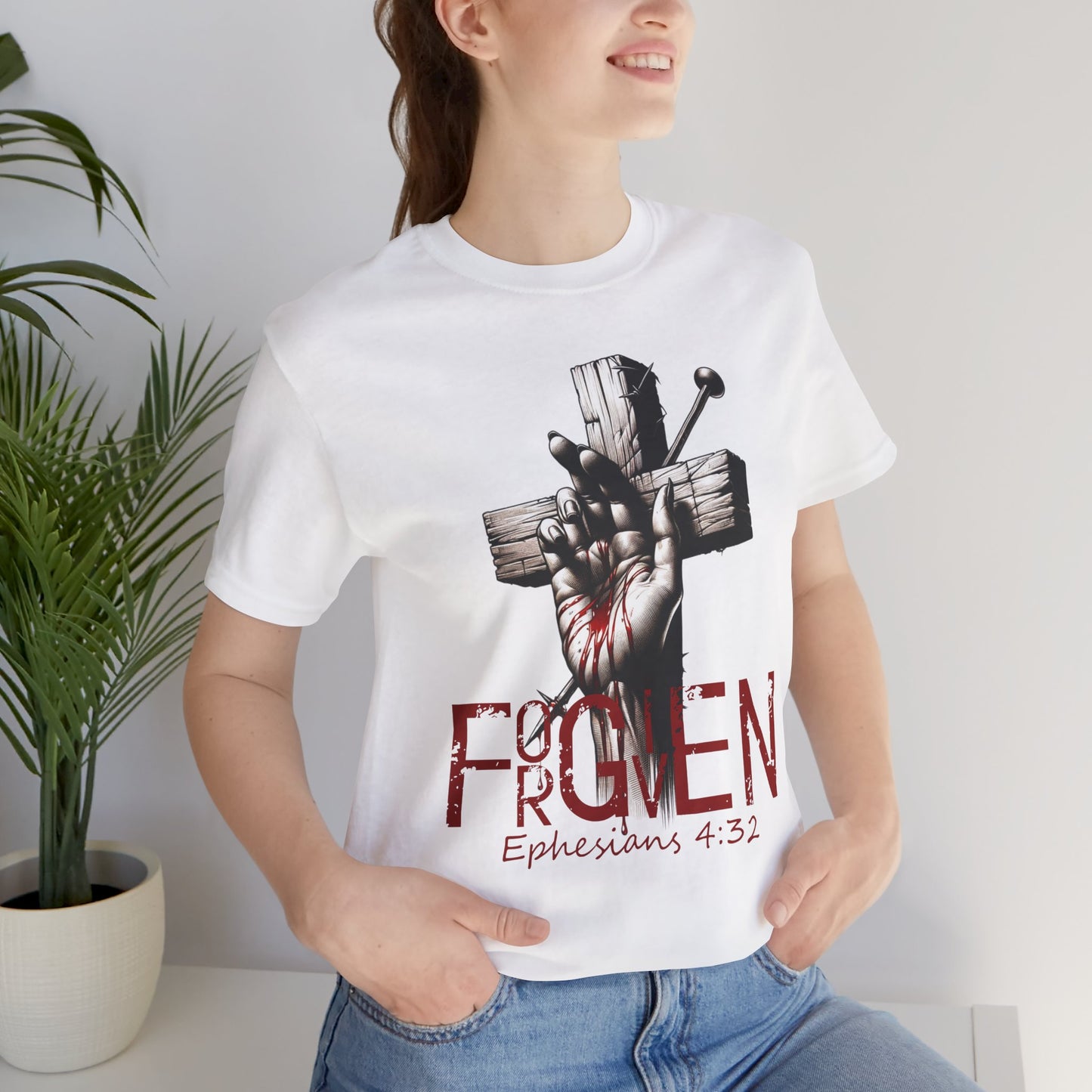 Forgiven Graphic Tee, Christian Unisex Shirt, Religious Short Sleeve Top, Inspirational T-Shirt, Spiritual Clothing