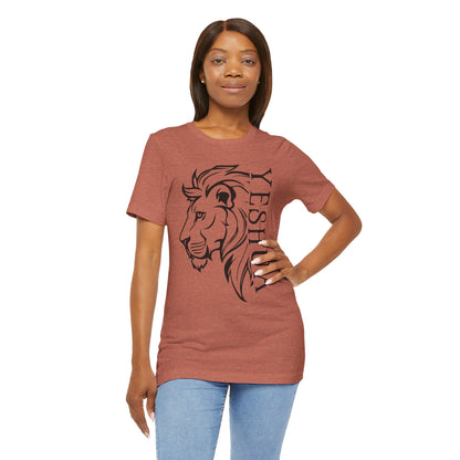 Yeshua Lion Tee Unisex Jersey Short Sleeve Tshirt, Hebraic Messianic Christian Apparel, Lion of Judah Shirt, Religious Graphic Tee, Biblical