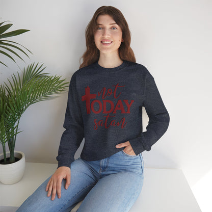 Sweatshirt, Not Today Satan, Anti-Satan, Funny Crewneck, Unisex Graphic Jumper, Gift for Him Her, Sarcastic Apparel