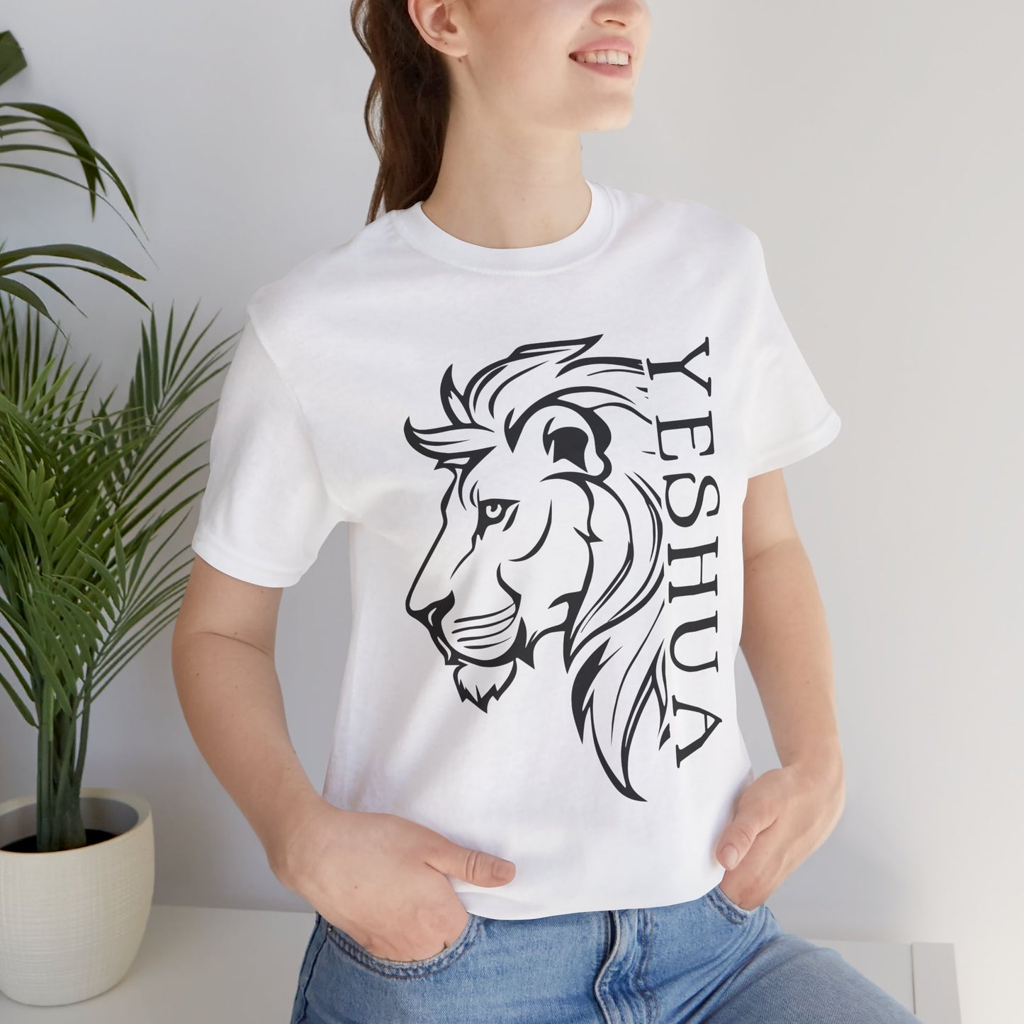 Yeshua Lion Tee Unisex Jersey Short Sleeve Tshirt, Hebraic Messianic Christian Apparel, Lion of Judah Shirt, Religious Graphic Tee, Biblical