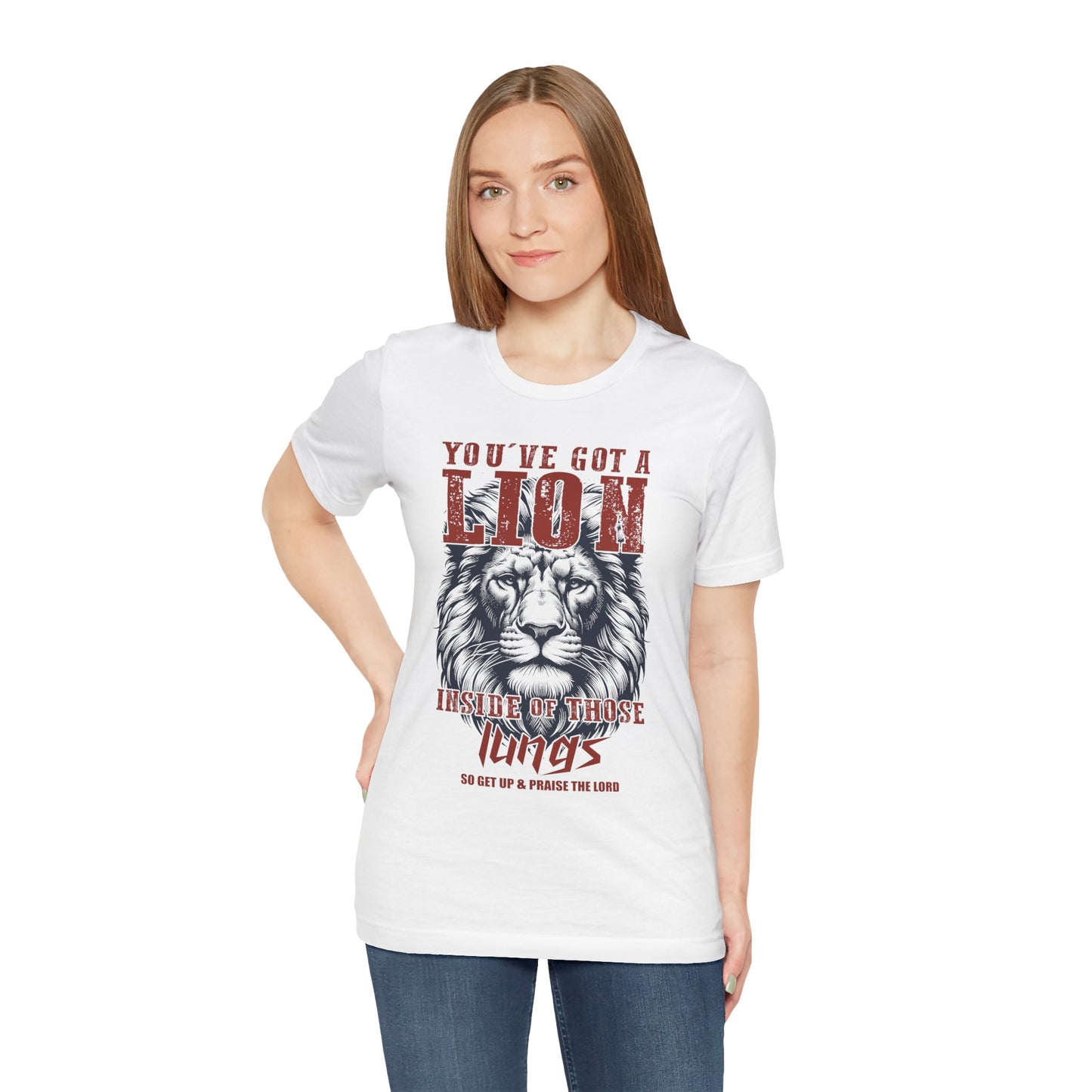 Lionhearted Praise Unisex Tee, Bold Graphic Shirt, Christian Apparel, Inspirational T-Shirt, Faith-Based Gift, Casual Wear