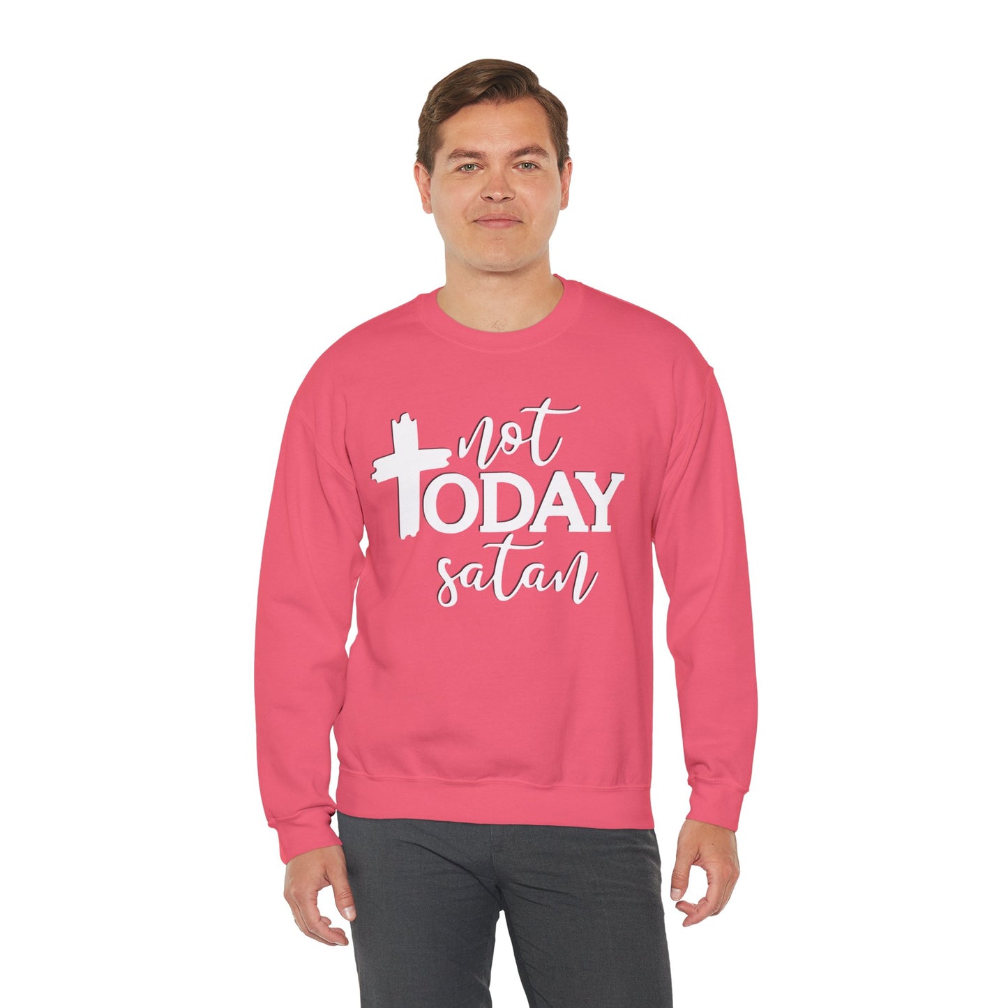 Sweatshirt, Not Today Satan, Anti-Satan, Funny Crewneck, Unisex Graphic Jumper, Gift for Him Her, Sarcastic Apparel