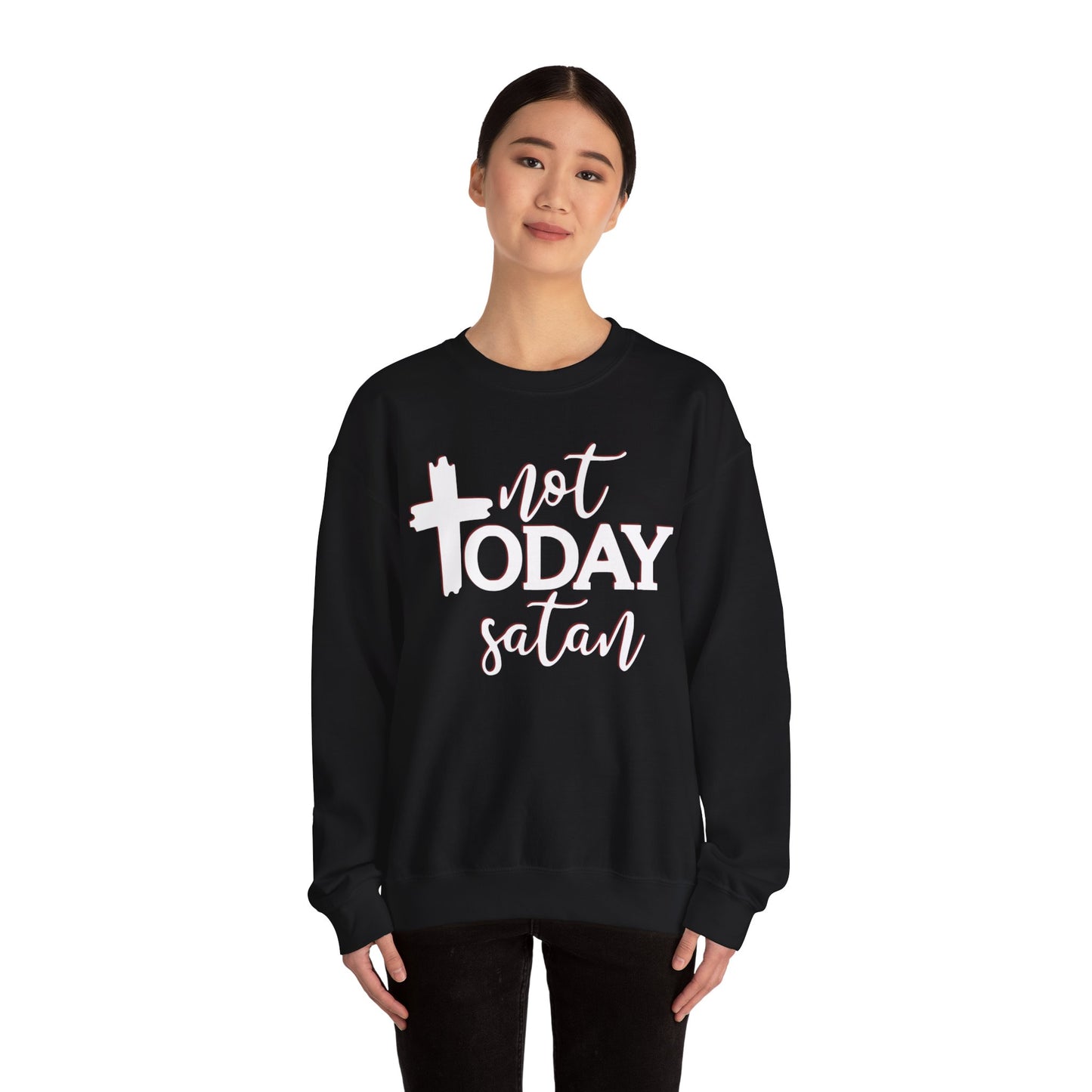 Sweatshirt, Not Today Satan, Anti-Satan, Funny Crewneck, Unisex Graphic Jumper, Gift for Him Her, Sarcastic Apparel