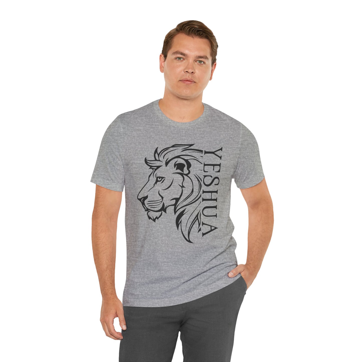 Yeshua Lion Tee Unisex Jersey Short Sleeve Tshirt, Hebraic Messianic Christian Apparel, Lion of Judah Shirt, Religious Graphic Tee, Biblical