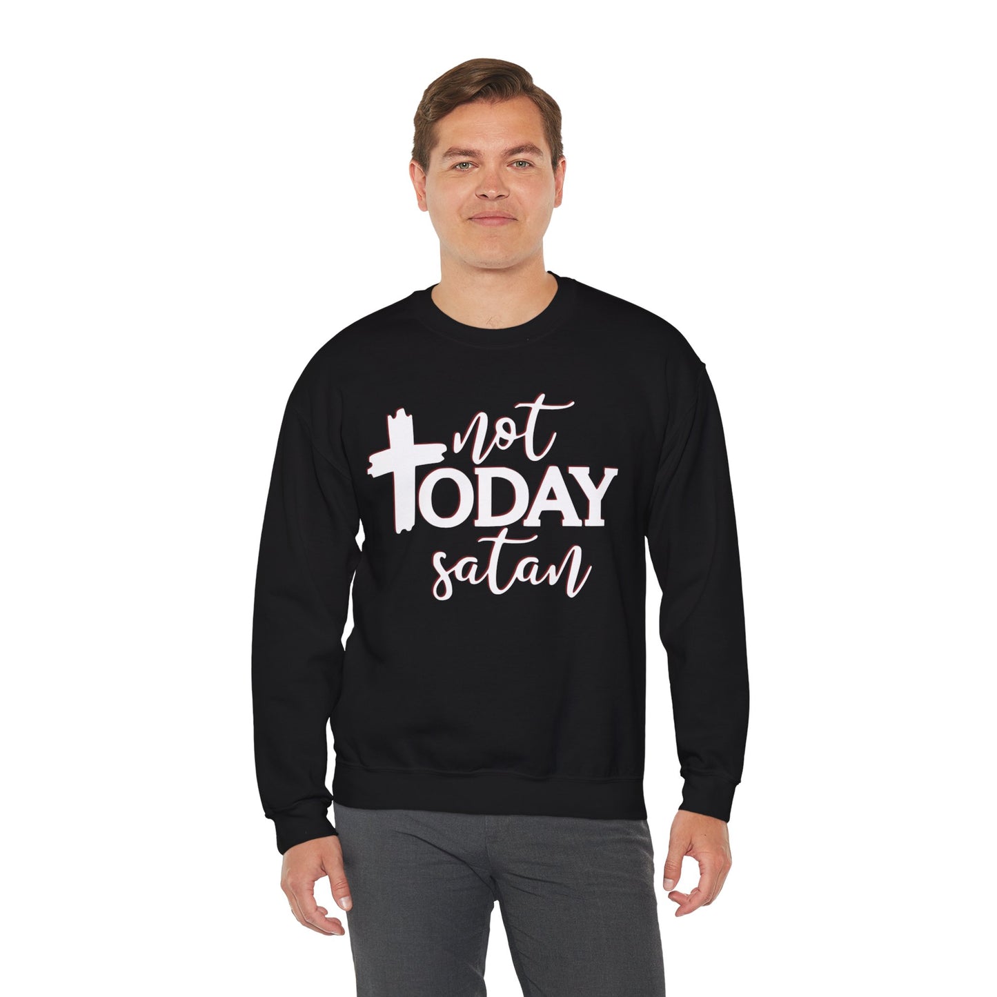 Sweatshirt, Not Today Satan, Anti-Satan, Funny Crewneck, Unisex Graphic Jumper, Gift for Him Her, Sarcastic Apparel