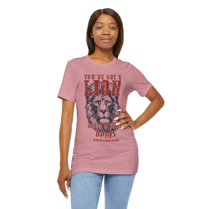 Lionhearted Praise Unisex Tee, Bold Graphic Shirt, Christian Apparel, Inspirational T-Shirt, Faith-Based Gift, Casual Wear