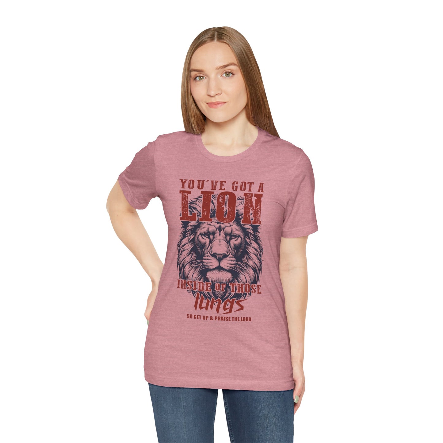 Lionhearted Praise Unisex Tee, Bold Graphic Shirt, Christian Apparel, Inspirational T-Shirt, Faith-Based Gift, Casual Wear