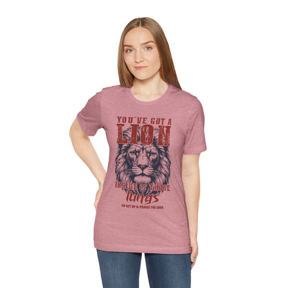 Lionhearted Praise Unisex Tee, Bold Graphic Shirt, Christian Apparel, Inspirational T-Shirt, Faith-Based Gift, Casual Wear