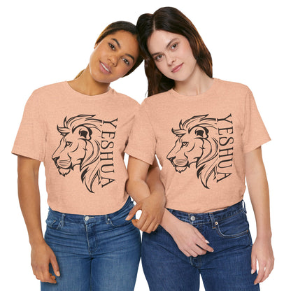 Yeshua Lion Tee Unisex Jersey Short Sleeve Tshirt, Hebraic Messianic Christian Apparel, Lion of Judah Shirt, Religious Graphic Tee, Biblical