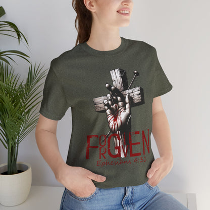 Forgiven Graphic Tee, Christian Unisex Shirt, Religious Short Sleeve Top, Inspirational T-Shirt, Spiritual Clothing