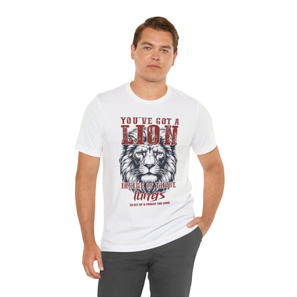 Lionhearted Praise Unisex Tee, Bold Graphic Shirt, Christian Apparel, Inspirational T-Shirt, Faith-Based Gift, Casual Wear