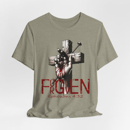 Forgiven Graphic Tee, Christian Unisex Shirt, Religious Short Sleeve Top, Inspirational T-Shirt, Spiritual Clothing