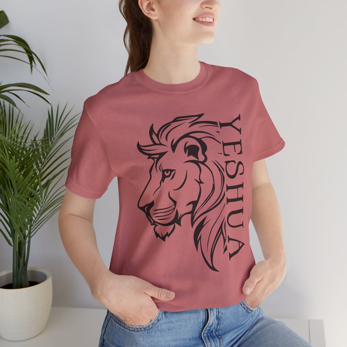 Yeshua Lion Tee Unisex Jersey Short Sleeve Tshirt, Hebraic Messianic Christian Apparel, Lion of Judah Shirt, Religious Graphic Tee, Biblical