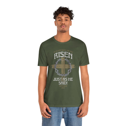 Christian Easter Tee, Religious Resurrection Shirt, He Has Risen, Unisex T-shirt, Inspirational Apparel, Biblical Quote Top