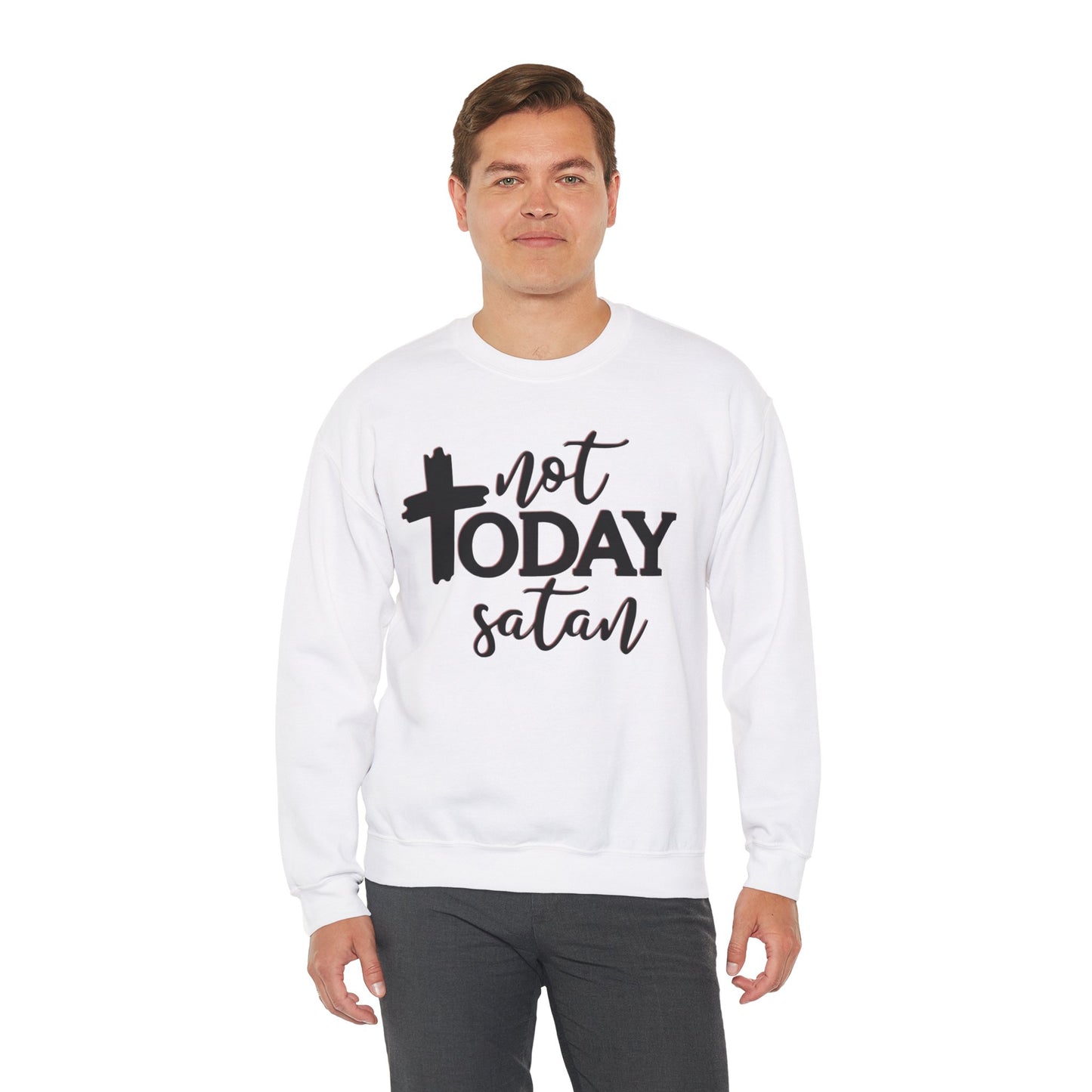 Sweatshirt, Not Today Satan, Anti-Satan, Funny Crewneck, Unisex Graphic Jumper, Gift for Him Her, Sarcastic Apparel