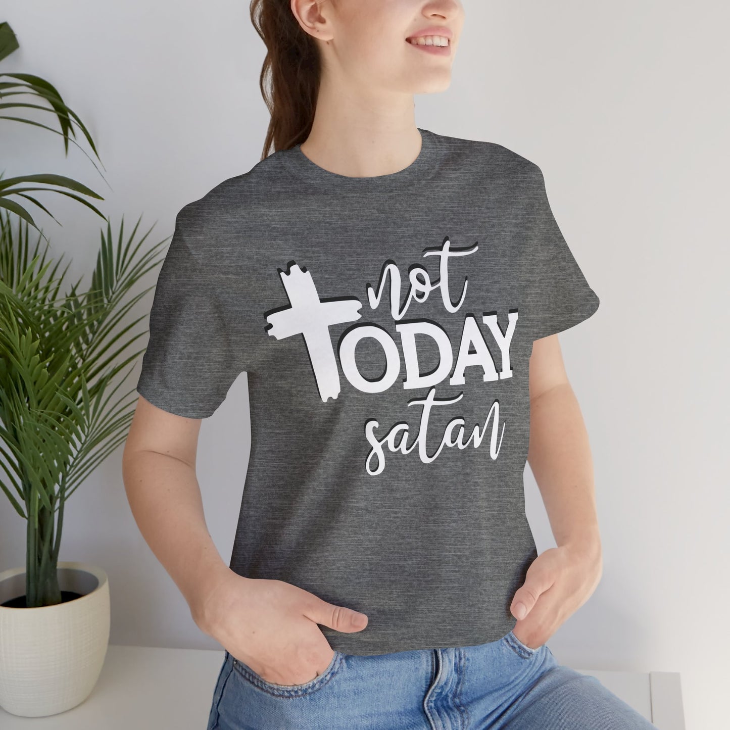 Bold Graphic Tee: Embrace the Sass with, "Not Today Satan" Graphic Tee, Funny T-Shirt, Vintage Tee, Sarcastic Shirt, Statement Tee