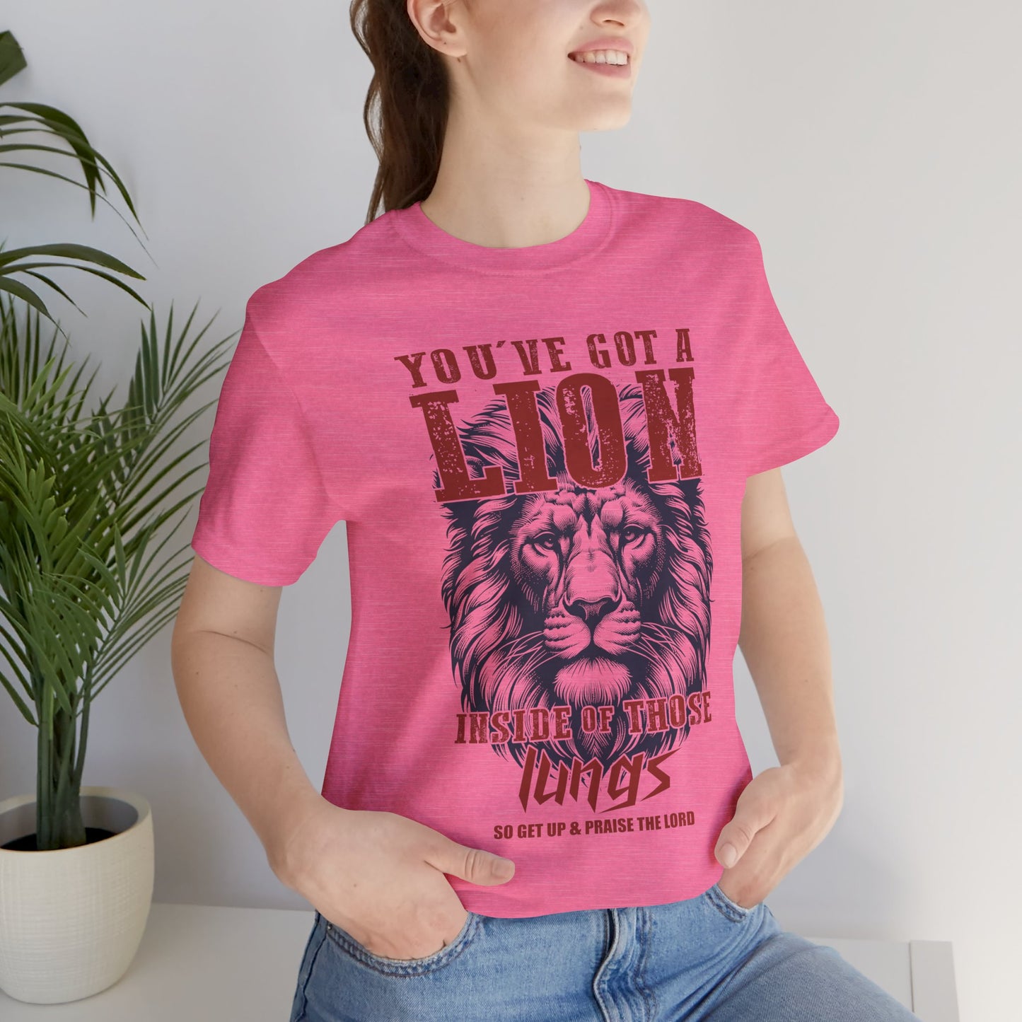 Lionhearted Praise Unisex Tee, Bold Graphic Shirt, Christian Apparel, Inspirational T-Shirt, Faith-Based Gift, Casual Wear