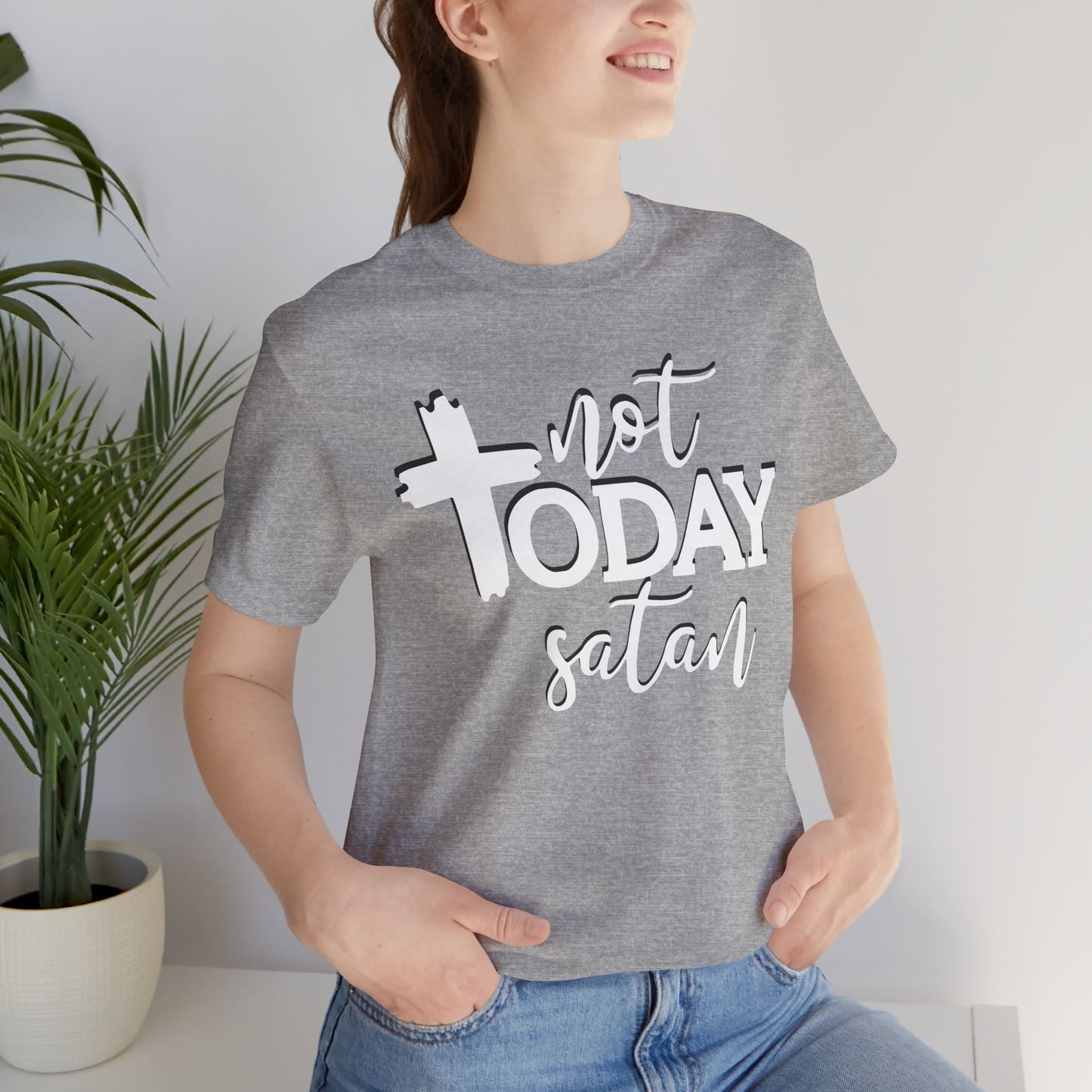 Bold Graphic Tee: Embrace the Sass with, "Not Today Satan" Graphic Tee, Funny T-Shirt, Vintage Tee, Sarcastic Shirt, Statement Tee