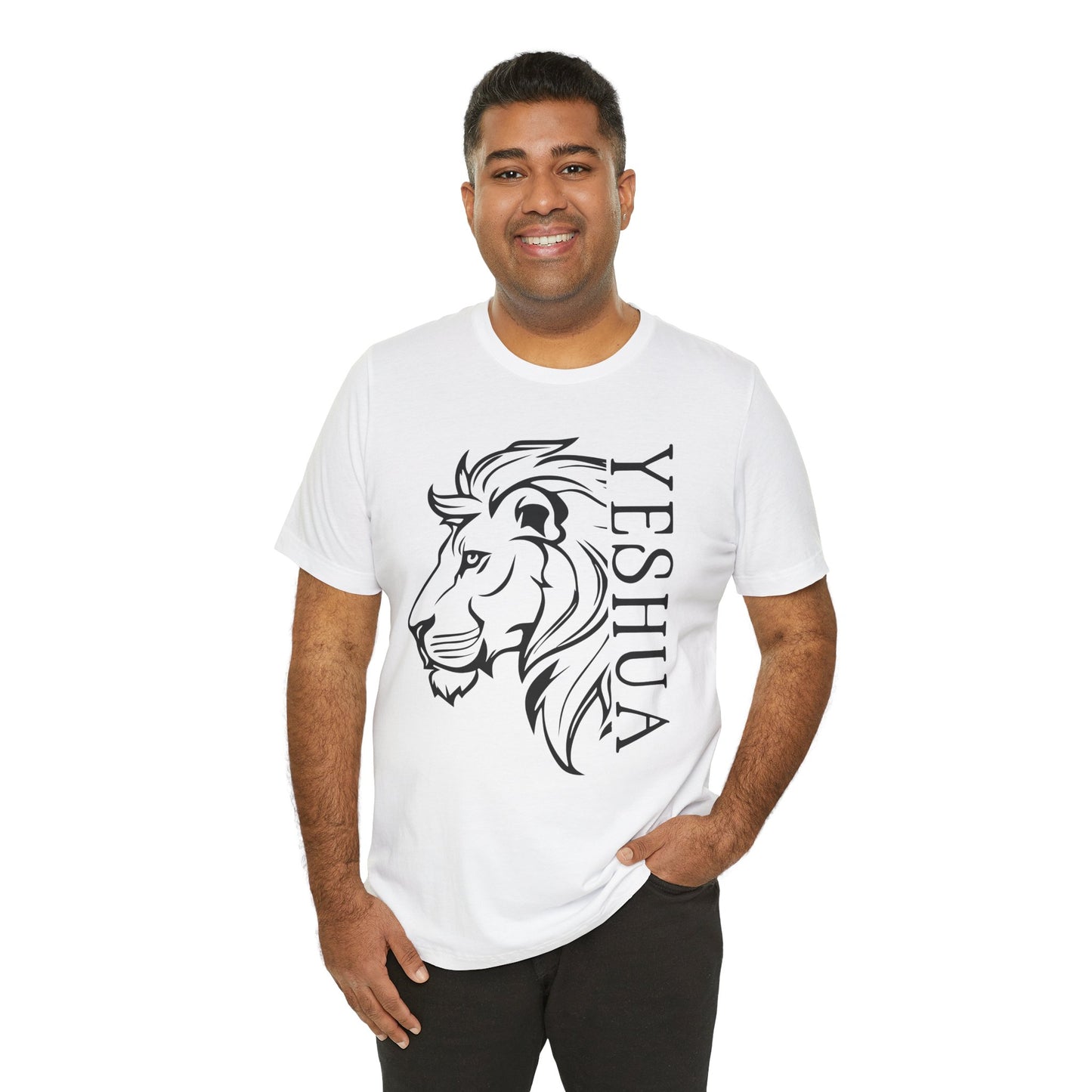 Yeshua Lion Tee Unisex Jersey Short Sleeve Tshirt, Hebraic Messianic Christian Apparel, Lion of Judah Shirt, Religious Graphic Tee, Biblical