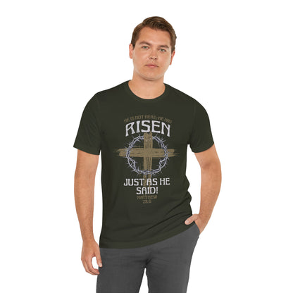 Christian Easter Tee, Religious Resurrection Shirt, He Has Risen, Unisex T-shirt, Inspirational Apparel, Biblical Quote Top