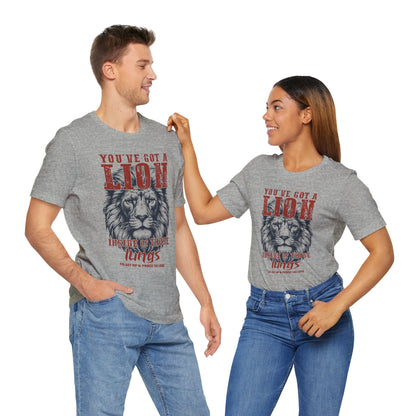 Lionhearted Praise Unisex Tee, Bold Graphic Shirt, Christian Apparel, Inspirational T-Shirt, Faith-Based Gift, Casual Wear