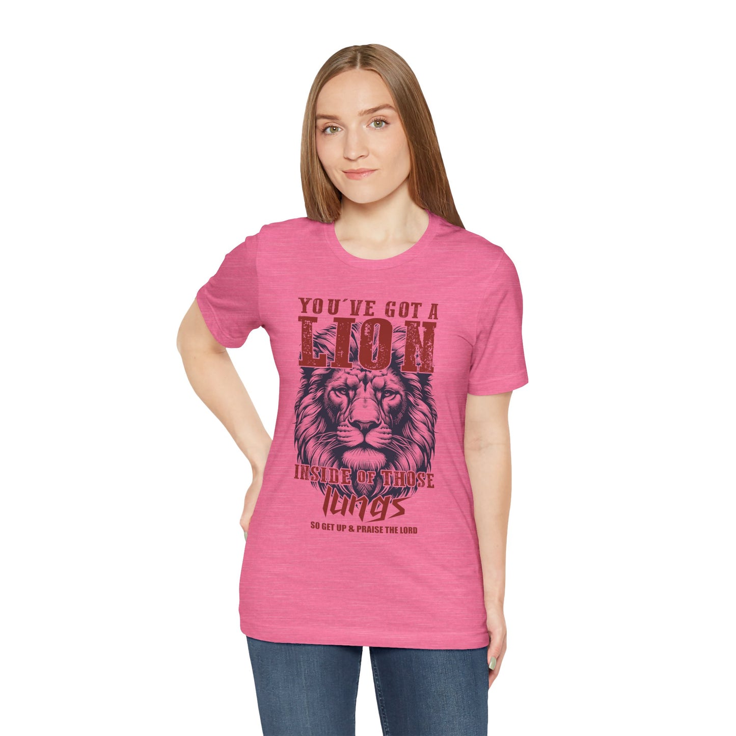 Lionhearted Praise Unisex Tee, Bold Graphic Shirt, Christian Apparel, Inspirational T-Shirt, Faith-Based Gift, Casual Wear