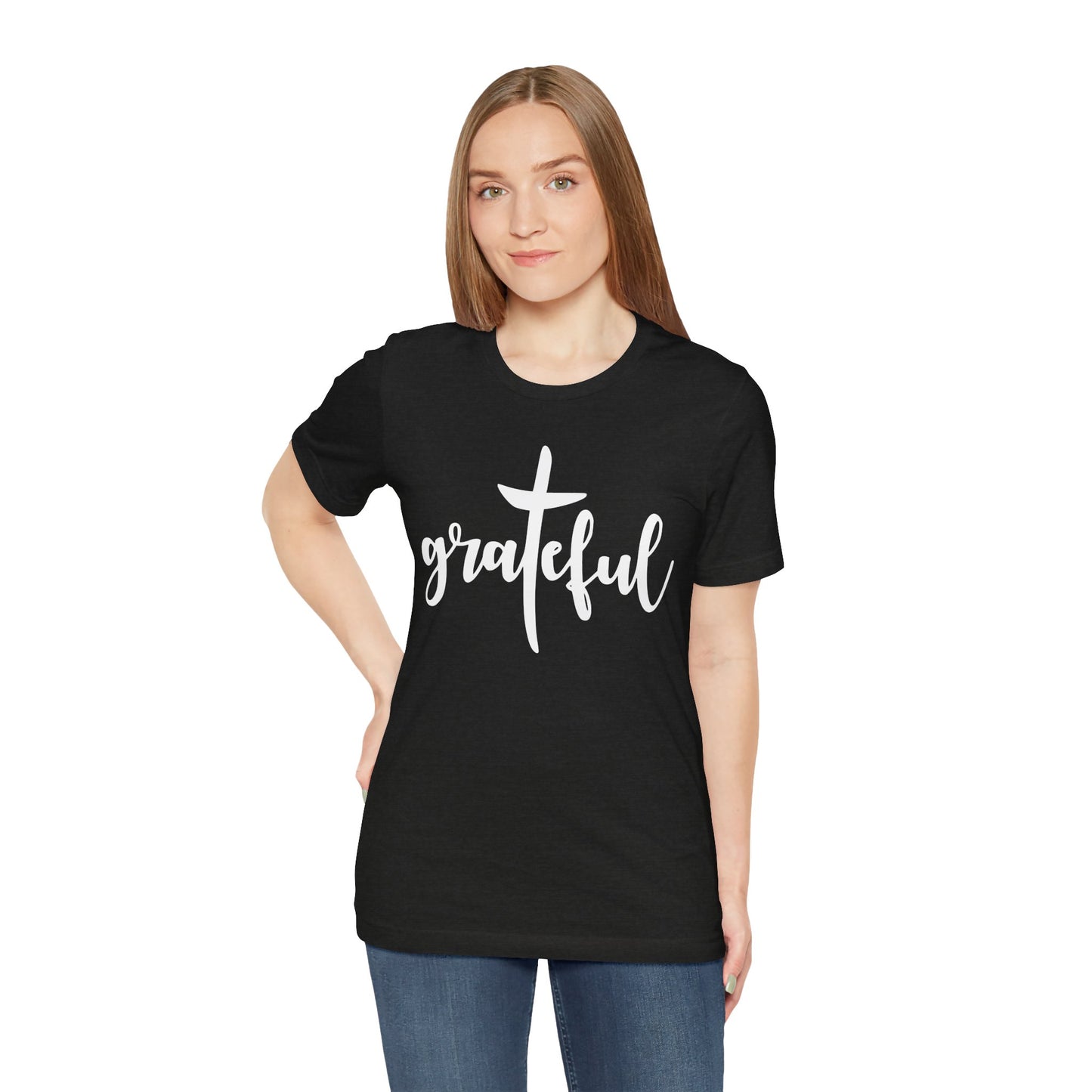 Grateful Cross Unisex Tee, Religious Shirt, Christian T-Shirt, Faith Apparel, Inspirational Top