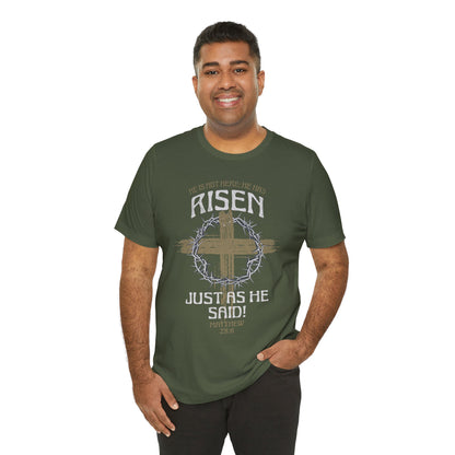 Christian Easter Tee, Religious Resurrection Shirt, He Has Risen, Unisex T-shirt, Inspirational Apparel, Biblical Quote Top