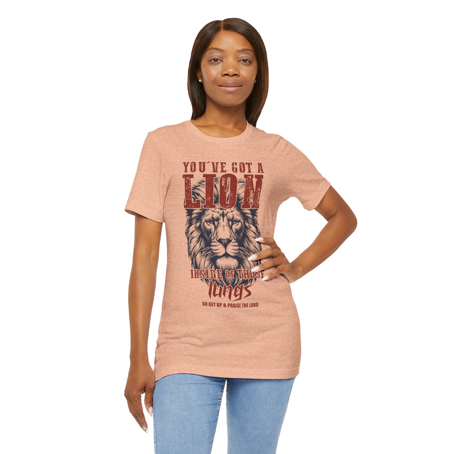 Lionhearted Praise Unisex Tee, Bold Graphic Shirt, Christian Apparel, Inspirational T-Shirt, Faith-Based Gift, Casual Wear