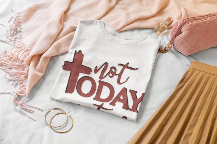 Bold Graphic Tee: Embrace the Sass with, "Not Today Satan" Graphic Tee, Funny T-Shirt, Vintage Tee, Sarcastic Shirt, Statement Tee