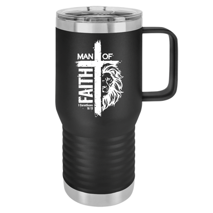 Faithful Travel Mug, 20oz - Man of Faith Design