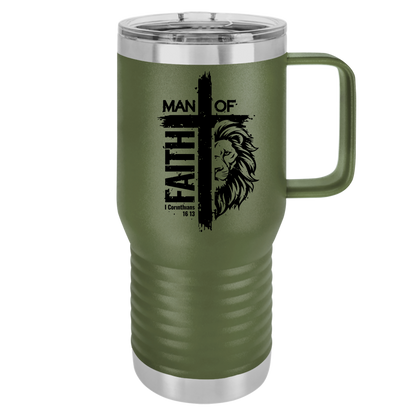 Faithful Travel Mug, 20oz - Man of Faith Design