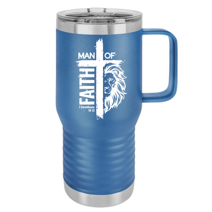 Faithful Travel Mug, 20oz - Man of Faith Design