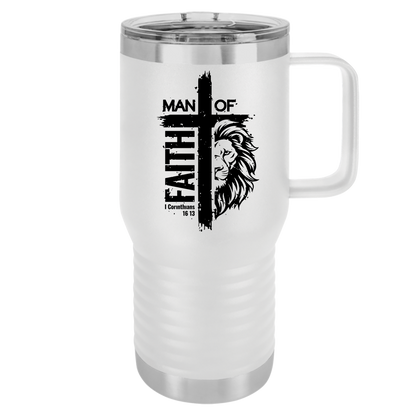 Faithful Travel Mug, 20oz - Man of Faith Design