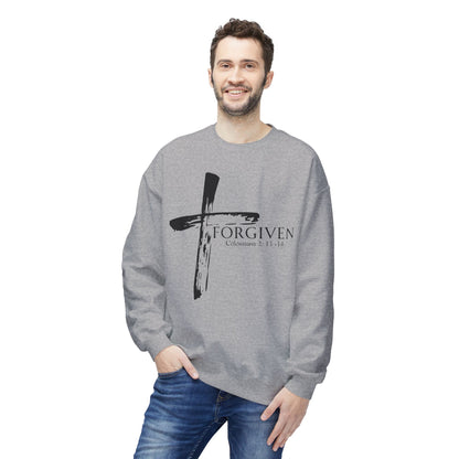 Forgiven Fleece Crewneck Sweatshirt, Cozy Christian Apparel, Inspirational Gift, Church Outfit, Faith-Based Fashion