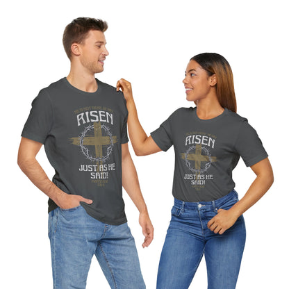 Christian Easter Tee, Religious Resurrection Shirt, He Has Risen, Unisex T-shirt, Inspirational Apparel, Biblical Quote Top